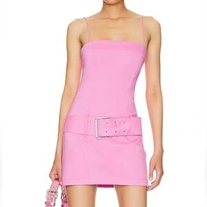 Lovers & Friends Mini Bubblegum Pink Mini Dress with Oversized Belt